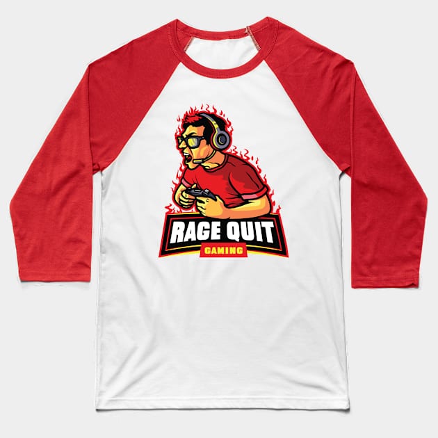 Rage Quit Gaming Baseball T-Shirt by machmigo